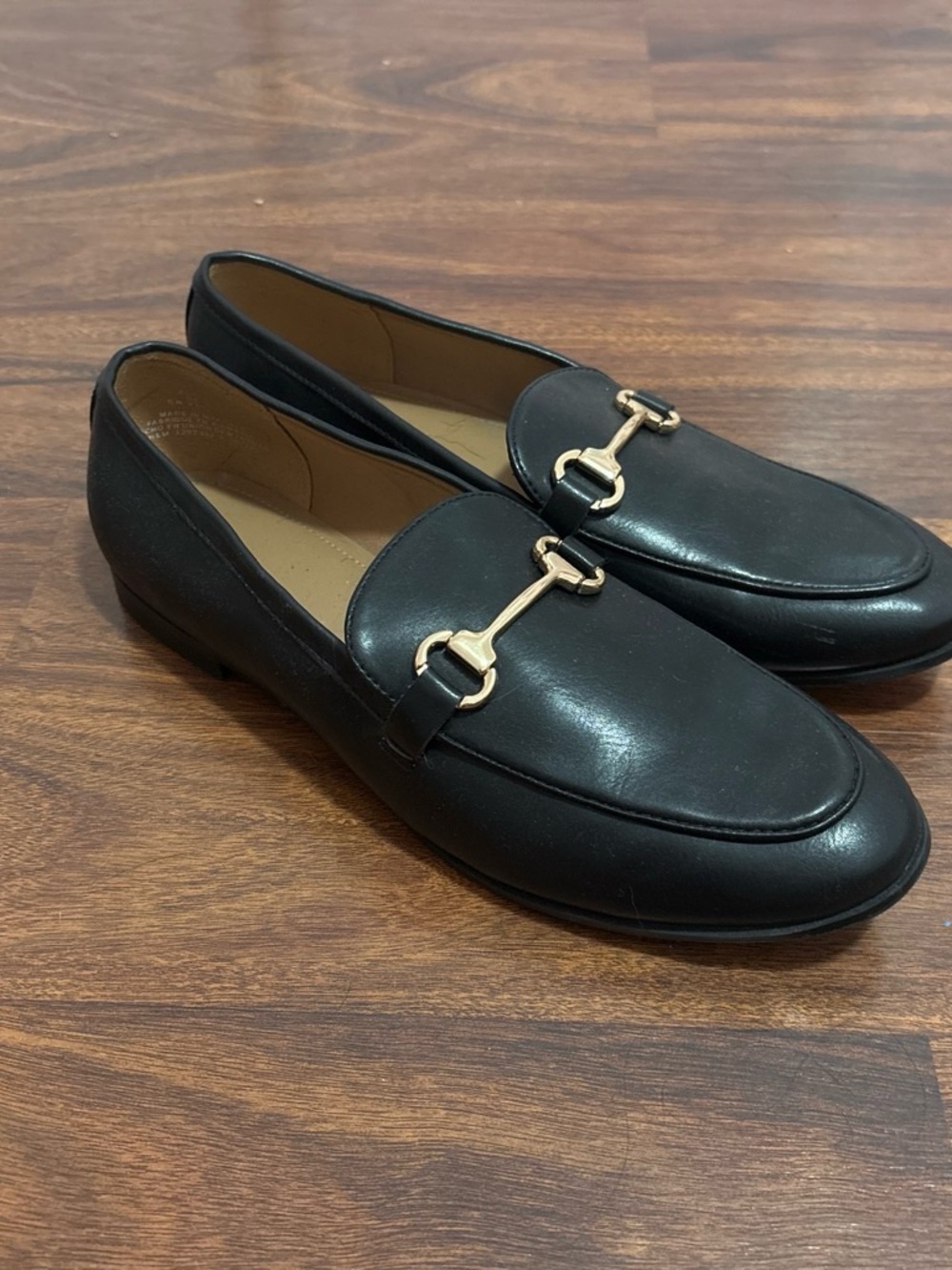 H&M Black Loafers with Gold Tone Bit
